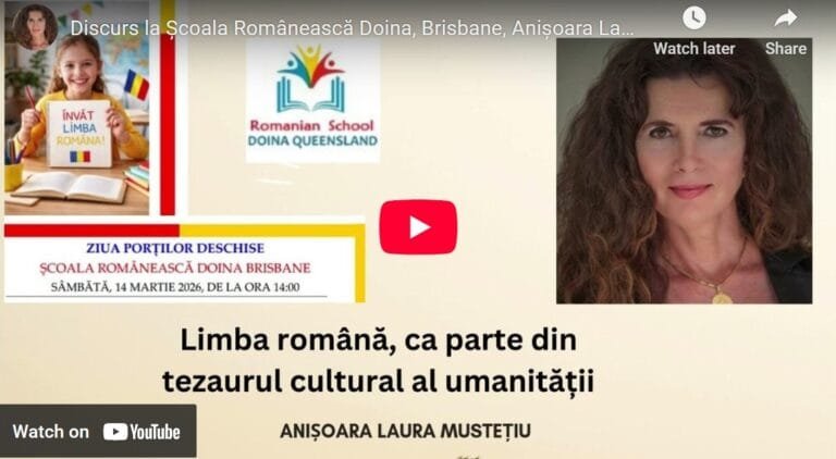 Limba română, parte din tezaurul cultural al Umanității” – Anișoara Laura Mustețiu, discurs la Școala Românească „Doina” din Brisbane, Australia | AUDIO