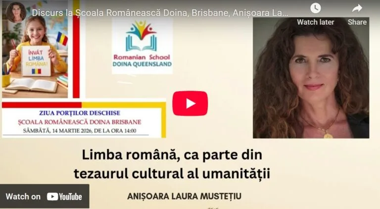 Limba română, parte din tezaurul cultural al Umanității” – Anișoara Laura Mustețiu, discurs la Școala Românească „Doina” din Brisbane, Australia | AUDIO